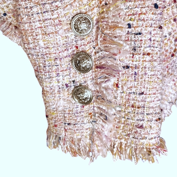 Aqua pink raw hemline jacket. Sz.S - Picture 14 of 14